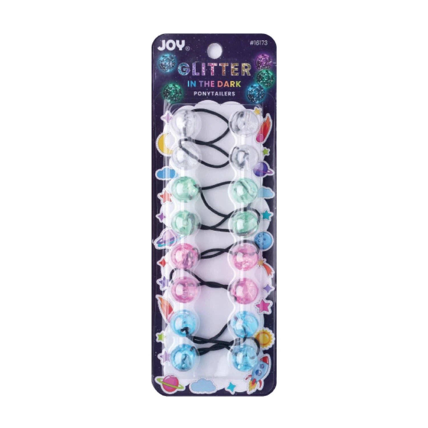 Joy Twin Beads Ponytailer 20mm 8ct Glitter Glow Pastel